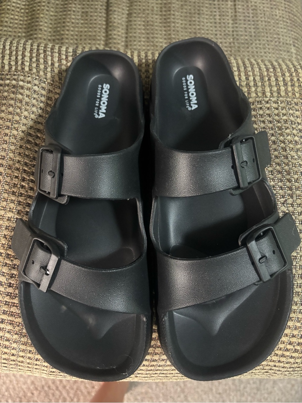 Sonoma Black Double-Strap Buckled Men's Slide Sandals